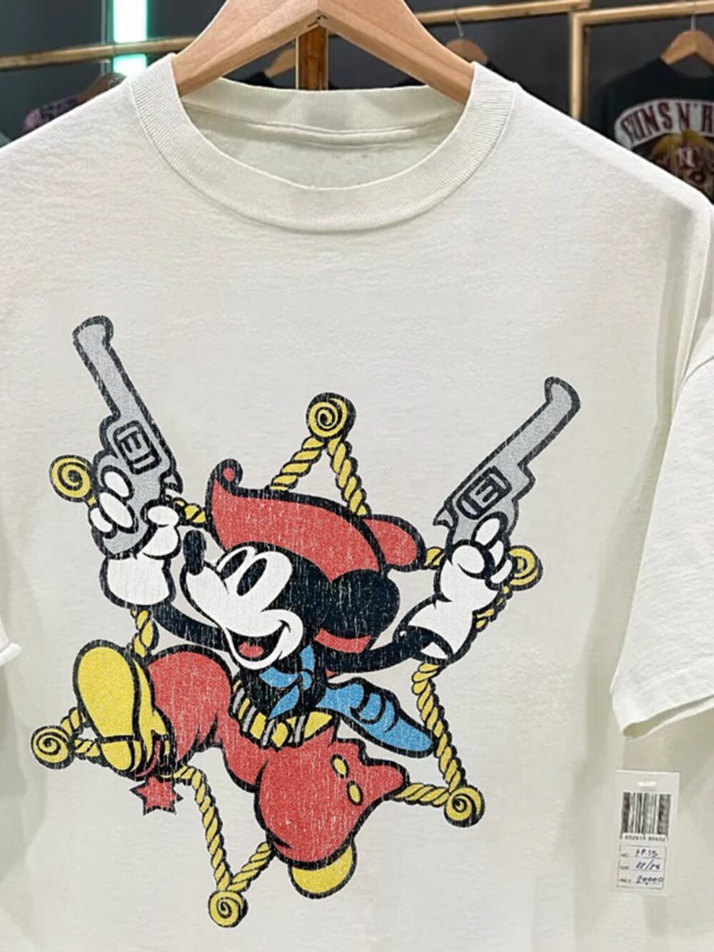 Rare Mickey Gunslinger Outlaw  White Tee